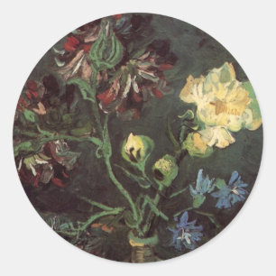 Vaas met Myosotis en Pioenrozen door Vincent van G Ronde Sticker