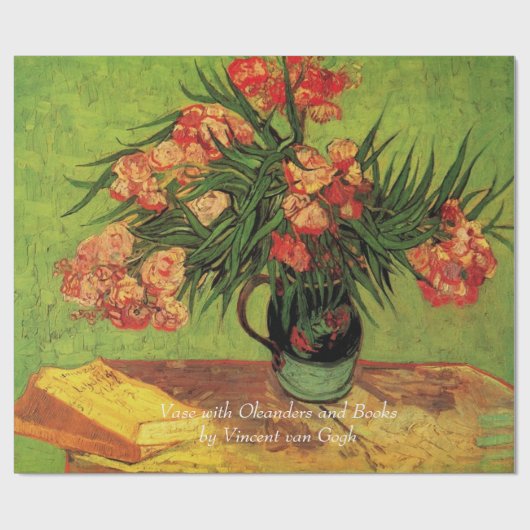 Vaas met Oleanders en Boeken van Van Gogh.  Cadeaupapier (Vlak)