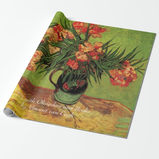 Vaas met Oleanders en Boeken van Van Gogh.  Cadeaupapier (Uitgerold)