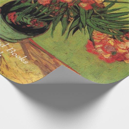 Vaas met Oleanders en Boeken van Van Gogh.  Cadeaupapier (Hoek)