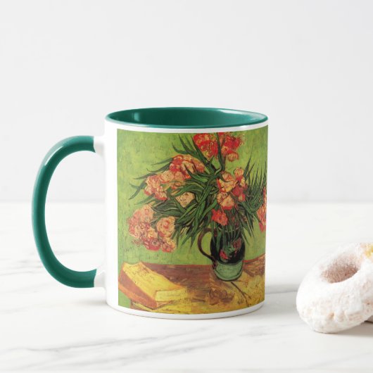 Vaas met oleanders en boeken van Vincent van Gogh Mok (Met donut)