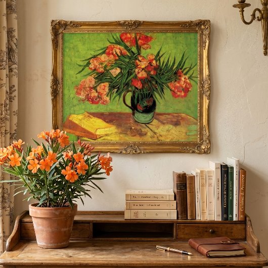 Vaas met Oleanders en Boeken van Vincent van Gogh Poster