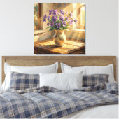 Vaas met paarse viooltjes Impasto Canvas Afdruk (Insitu (Slaapkamer))