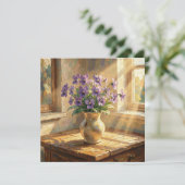 Vaas met paarse viooltjes Impasto Kaart (Staand voorkant)