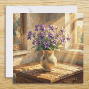 Vaas met paarse viooltjes Impasto Kaart