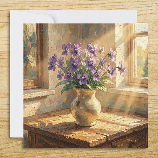 Vaas met paarse viooltjes Impasto Kaart