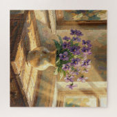 Vaas met paarse viooltjes Impasto Legpuzzel (Horizontaal)