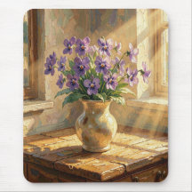 Vaas met paarse viooltjes Impasto