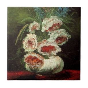 Vaas met Pioenrozen door Vincent van Gogh Tegeltje