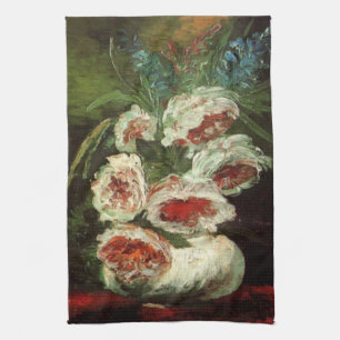 Vaas met Pioenrozen door Vincent van Gogh Theedoek