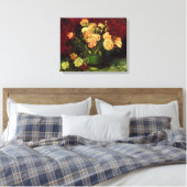 Vaas met Pioenrozen en Roos, Vincent van Gogh. Canvas Afdruk (Insitu (Slaapkamer))