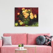 Vaas met Pioenrozen en Roos, Vincent van Gogh. Canvas Afdruk (Insitu (Woonkamer))