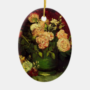 Vaas met Pioenrozen en Rozen door Van Gogh Keramisch Ornament