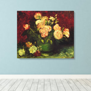 Vaas met Pioenrozen en Rozen door Vincent van Gogh Canvas Afdruk