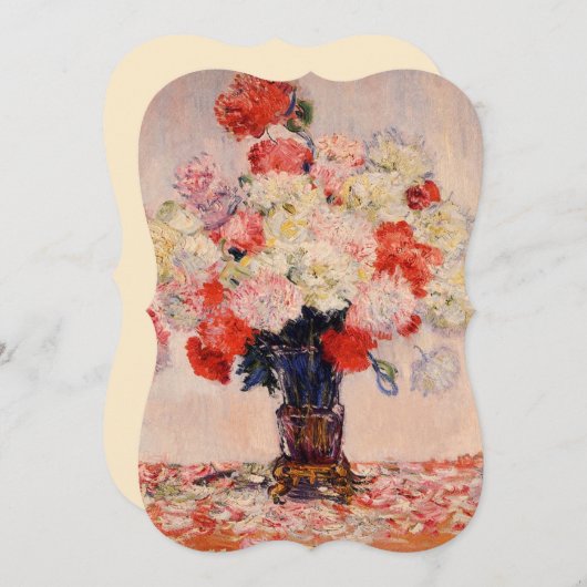 Vaas met Pioenrozen Monet Bruiloft Kunst Kaart (Voorkant / Achterkant)