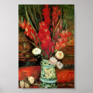 Vaas met Red Gladioli Van Gogh Fine Art. Poster