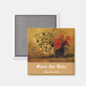 vaas met rode en witte anjers, behalve de datum magneet (Voorkant / Achterkant)