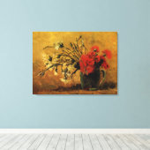 Vaas met rode en witte anjers canvas afdruk (Insitu (Houten vloer))