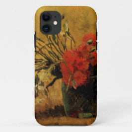 Vaas met rode en witte anjers iPhone 11 hoesje