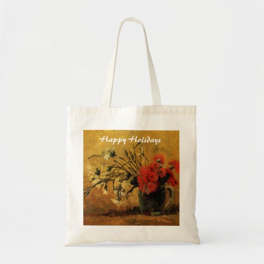 Vaas met rode en witte anjers tote bag (Voorkant)
