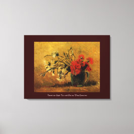 vaas met rode en witte anjers, van Gogh Canvas Afdruk