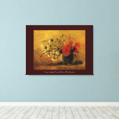 vaas met rode en witte anjers, van Gogh Canvas Afdruk (Insitu (Houten vloer))