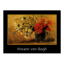 vaas met rode en witte anjers, van Gogh