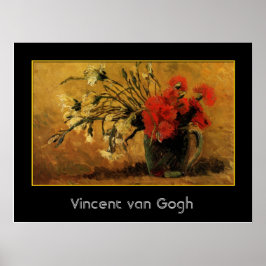 vaas met rode en witte anjers, van Gogh Poster