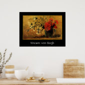 vaas met rode en witte anjers, van Gogh Poster (Keuken)