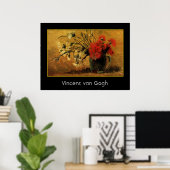 vaas met rode en witte anjers, van Gogh Poster (Thuiskantoor)