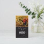 Vaas met rode en witte anjers visitekaartje (Staand voorkant)