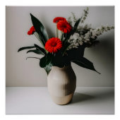 Vaas met rode en witte bloemen perfect poster (Voorkant)