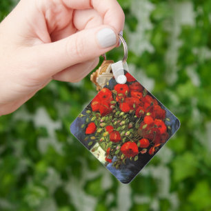 Vaas met rode klaprozen door Vincent van Gogh Sleutelhanger