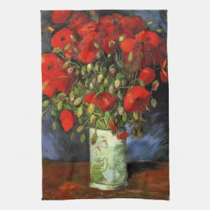 Vaas met rode klaprozen door Vincent van Gogh Theedoek