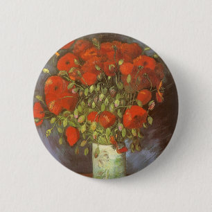 Vaas met rode klaprozen van Vincent van Gogh Ronde Button 5,7 Cm