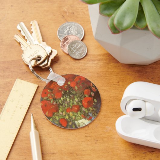 Vaas met rode klaprozen van Vincent van Gogh Sleutelhanger (Bureau)