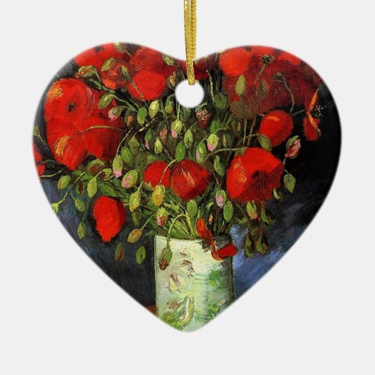 Vaas met rode klaprozen Vincent van Gogh Keramisch Ornament (Voorkant)