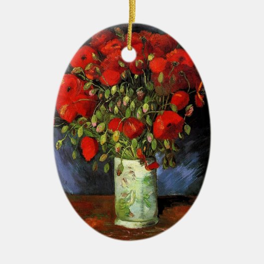 Vaas met rode klaprozen Vincent van Gogh Keramisch Ornament (Voorkant)