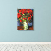 Vaas met rode papavers | Vincent van Gogh Canvas Afdruk (Insitu (Houten vloer))