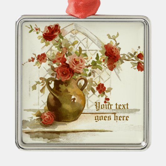 Vaas met rode rozen waterverf ornament (Voorkant)