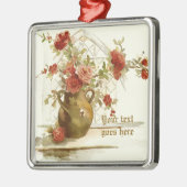 Vaas met rode rozen waterverf ornament (Links)