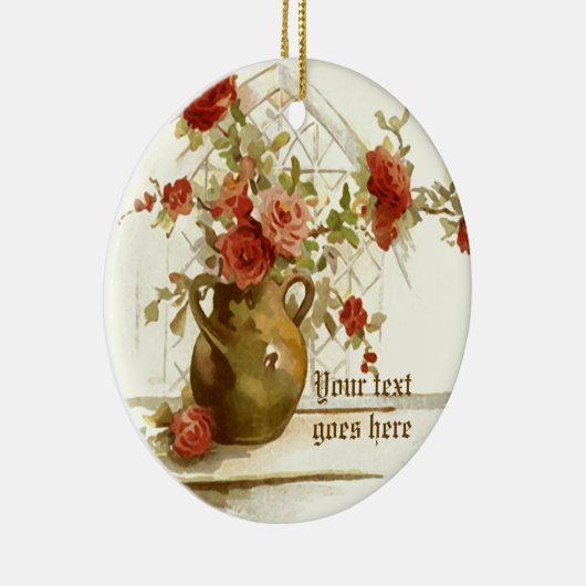 Vaas met rode rozen  waterverf ornament (Rechts)