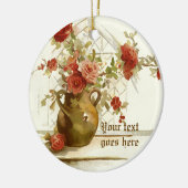 Vaas met rode rozen  waterverf ornament (Links)