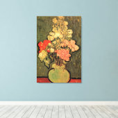 Vaas met Rose Mallows door Vincent van Gogh Canvas Afdruk (Insitu (Houten vloer))
