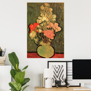 Vaas met Rose Mallows door Vincent van Gogh Poster