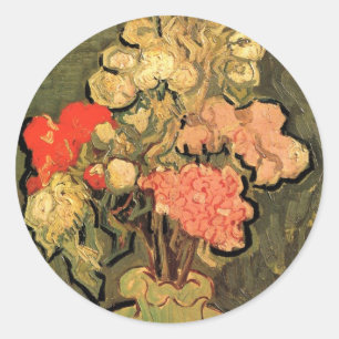 Vaas met Rose Mallows door Vincent van Gogh Ronde Sticker