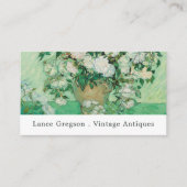 Vaas met roze rozen, Antiek dealer Visitekaartje (Voorkant)