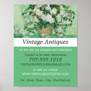 Vaas met roze rozen, van Gogh, Antiek Poster