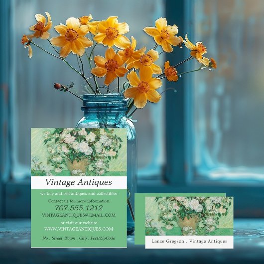 Vaas met roze rozen, Van Gogh, Antiekzaak Flyer