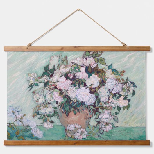 Vaas met roze rozen, Van Gogh Hangend Wandkleed (Voorkant)